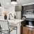 Kitchen with large island and black cabinets