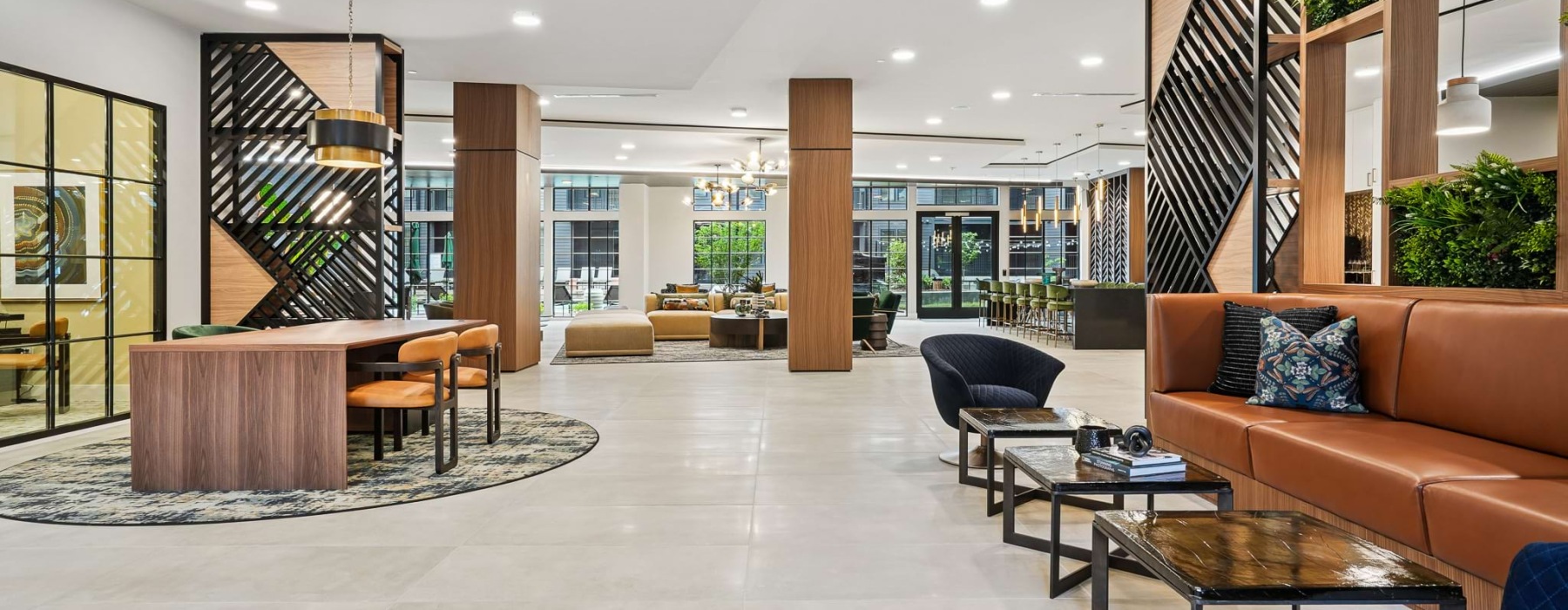 Clubroom with seating and floor to ceiling windows